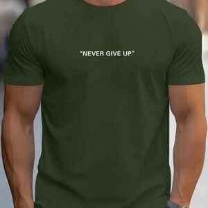 Men's Casual Slogan Print Short Sleeve T-Shirt, Summer